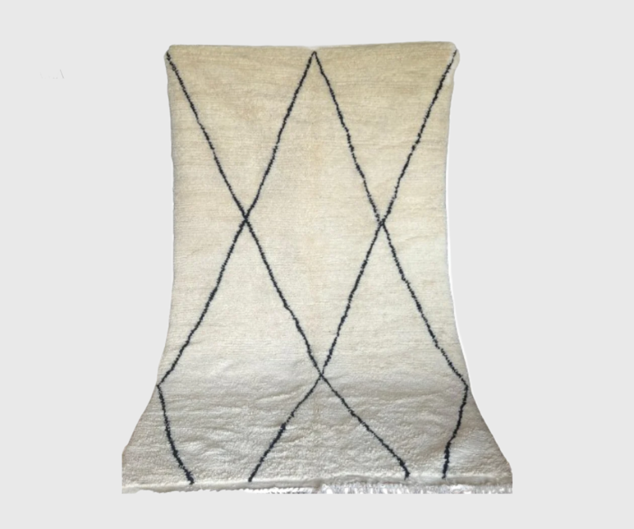 Beige Moroccan Rug – Handwoven Wool Carpet with Diamond Outline Motif