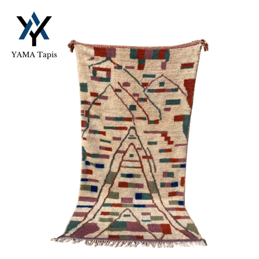 "Colorful Energy" Rug 120x200 cm - bold geometric patterns and shades of red, blue, yellow and beige, Ideal for Bedroom and Living Room