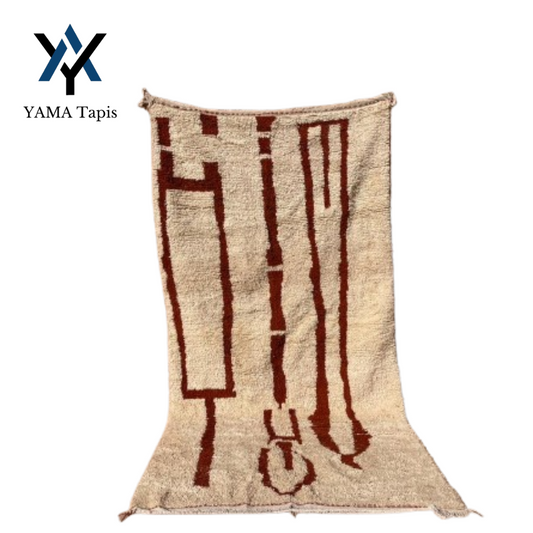 "Elegance Ethnique" rug 100x300 cm - red Berber patterns on beige background, Ideal for Bedroom and Living Room
