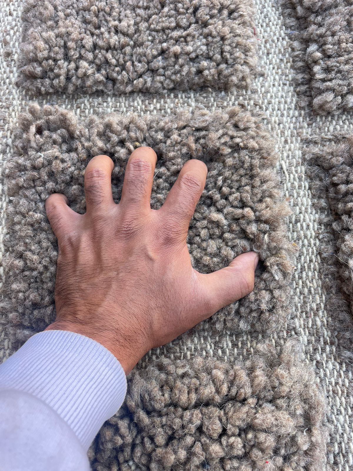 Gray Moroccan Rug 10x6.5 ft – Handwoven Wool Carpet with Ladder Motif