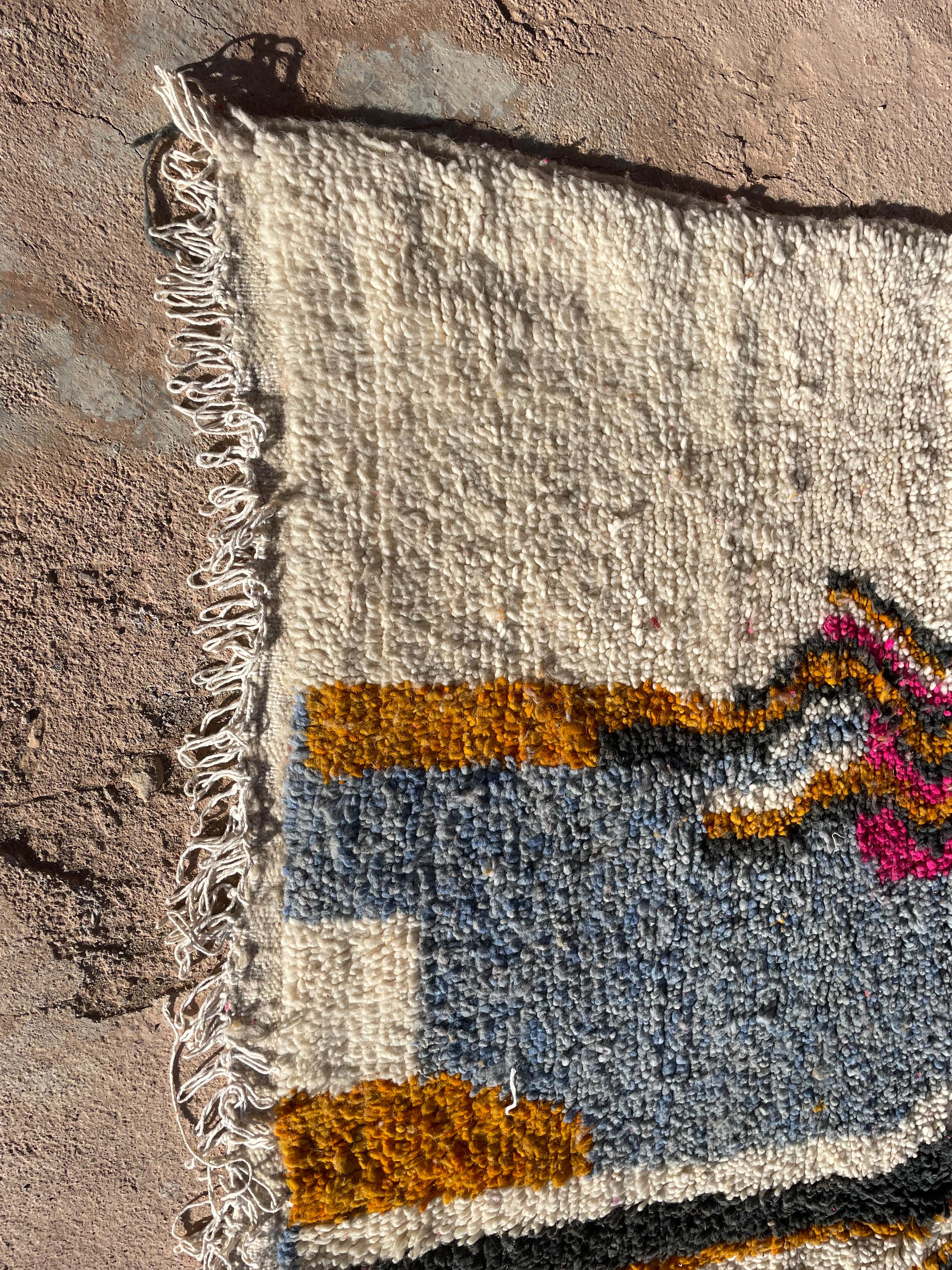 Colorful Moroccan Wool Rug 8.2x5 ft – Handmade Azilal Carpet with Geometric Pattern
