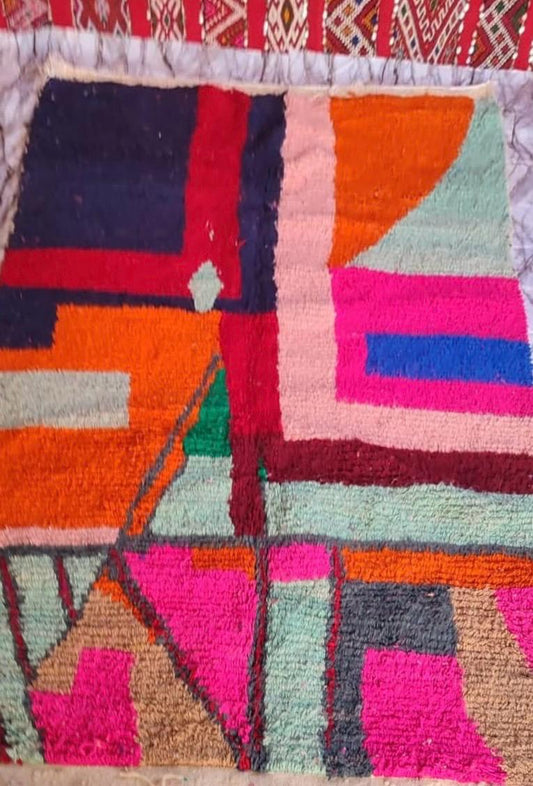 Colorful Moroccan Rug 8.2x5 ft – Handwoven Wool with Abstract Multicolor Design