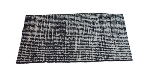 Black and White Moroccan Rug 5x3.3 ft – Glitch Pattern Handmade Wool Carpet