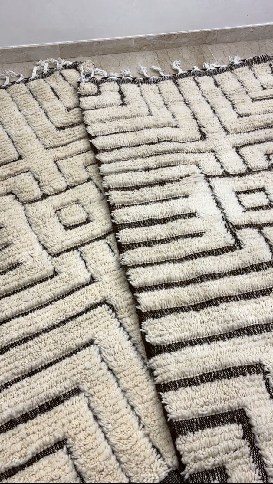 Beige Brown Moroccan Wool Rug 6.5x3.3 ft – Handmade Berber Carpet for Interiors